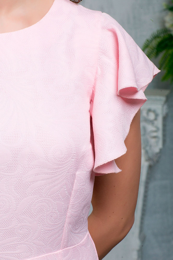 Фото товара 18770, розовое платье с воланами на рукавах