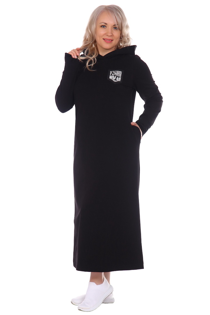 Фото товара 20268, черное платье с капюшоном
